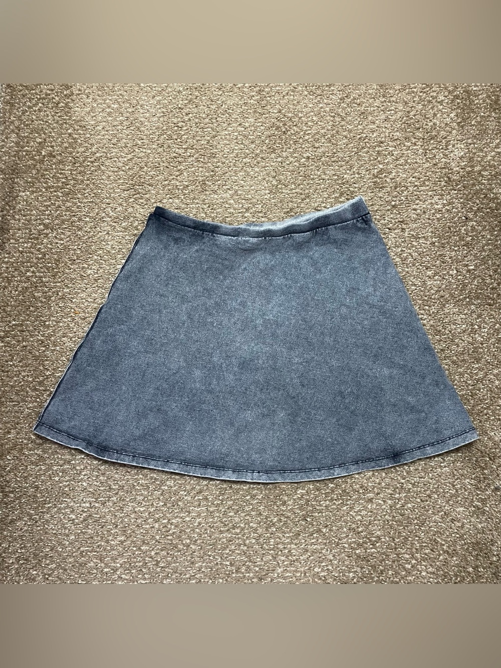 European Women's Gray Denim A-Line Short Skirt Pull On  Size 38